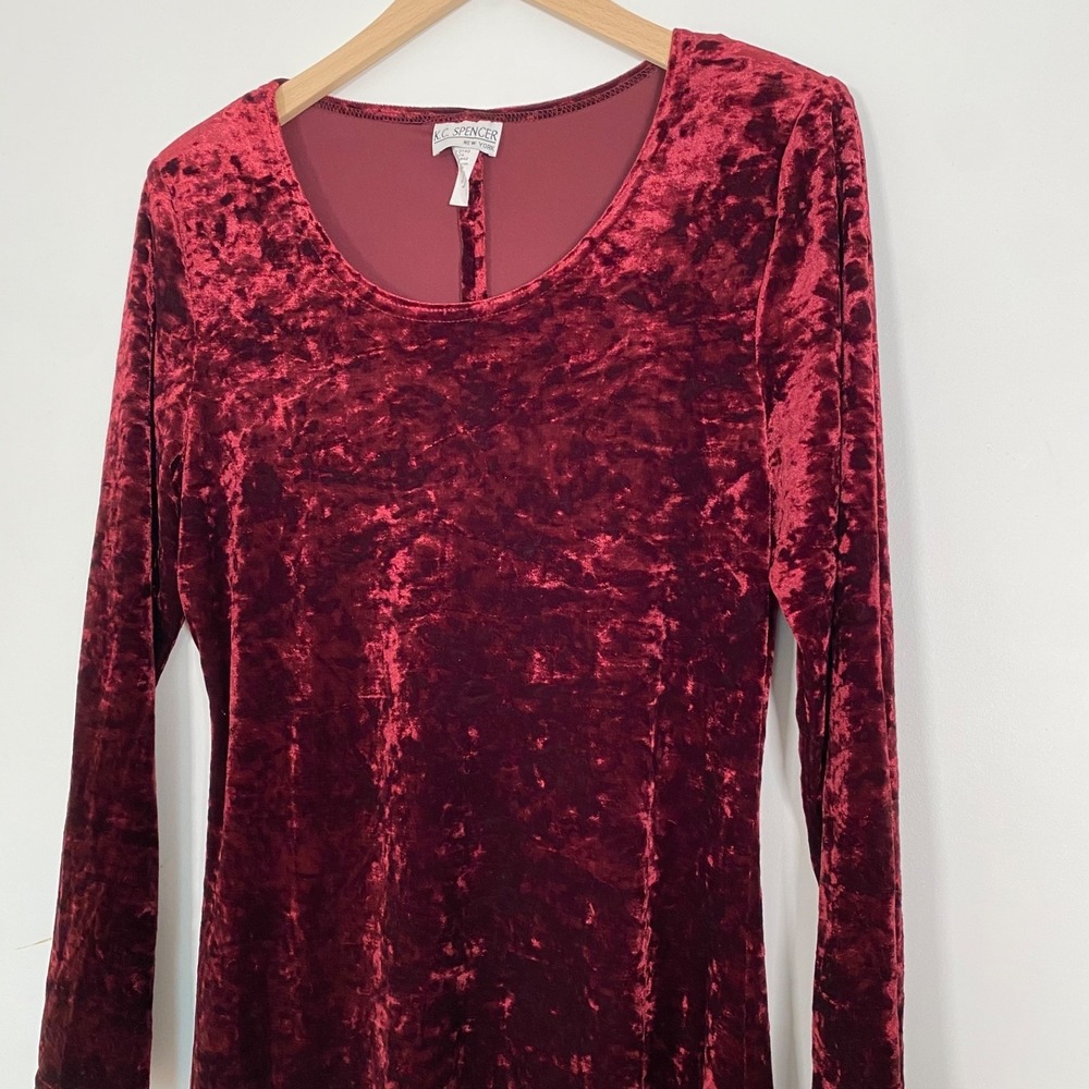 Vintage KC Spencer Womens Y2K Red Velvet Whimsigoth Maxi Dress Size 10 M Vampy